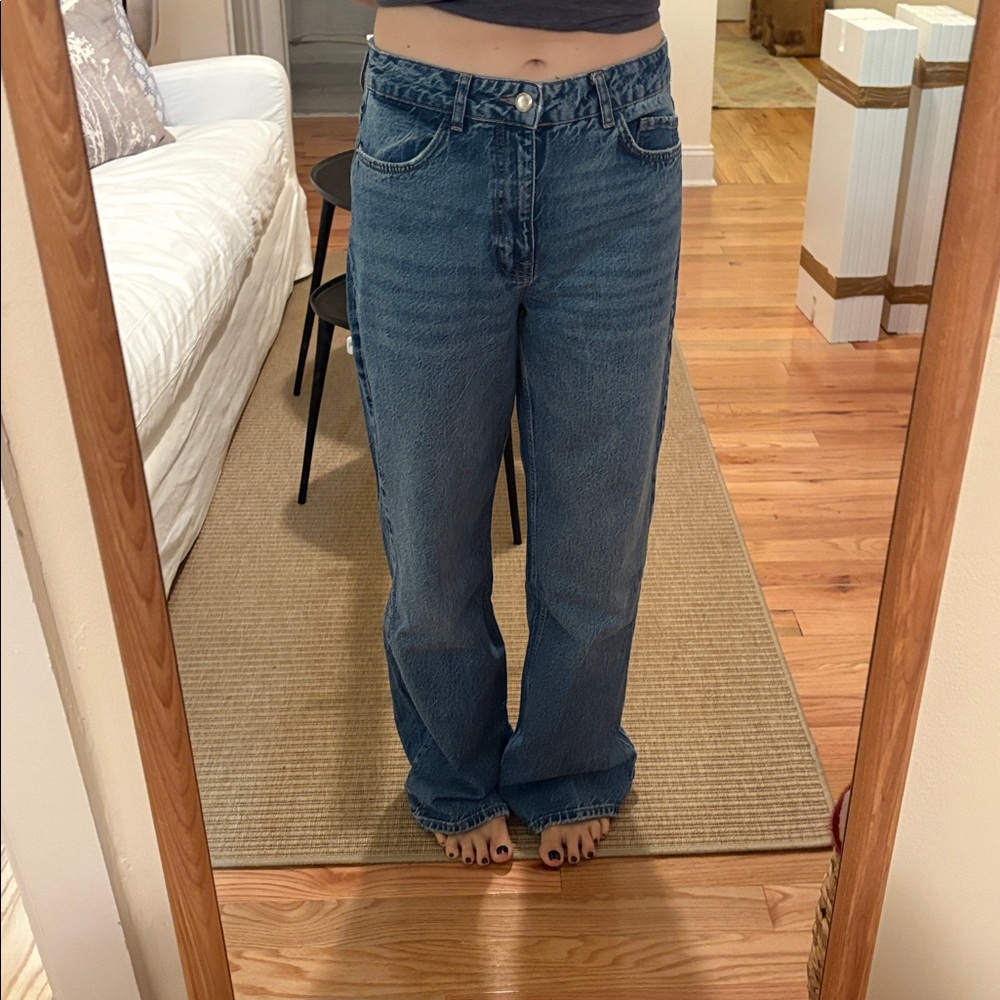 Zara High Rise Baggy Straight Jeans